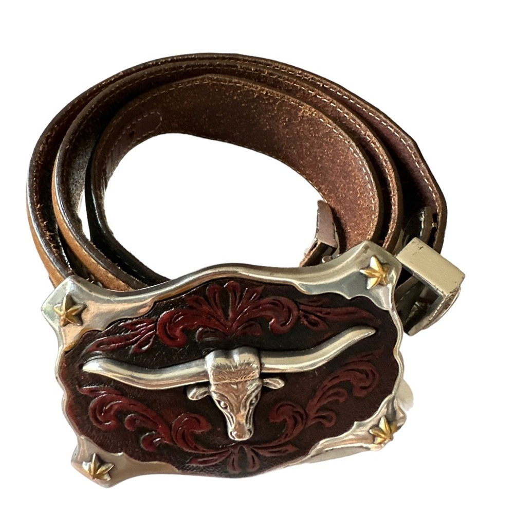 Silver Creek Classics Mens Western Belt Brown Indian‎ Buffalo Nickel Size 36